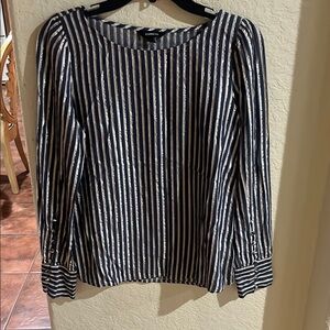 Express Women's Black and White Striped Top